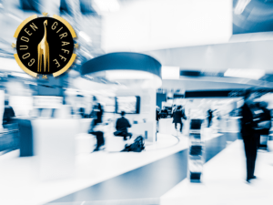 Beursvloer met Gouden Giraffe logo